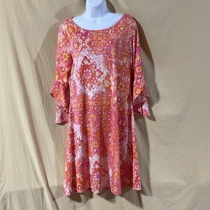 Ruby Rd. Size S Pink Orange Patterned Dress